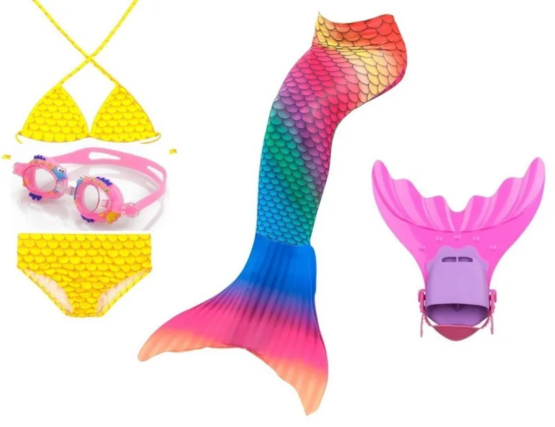 Детский купальный костюм русалки бикини для девочек хвост с ребристым