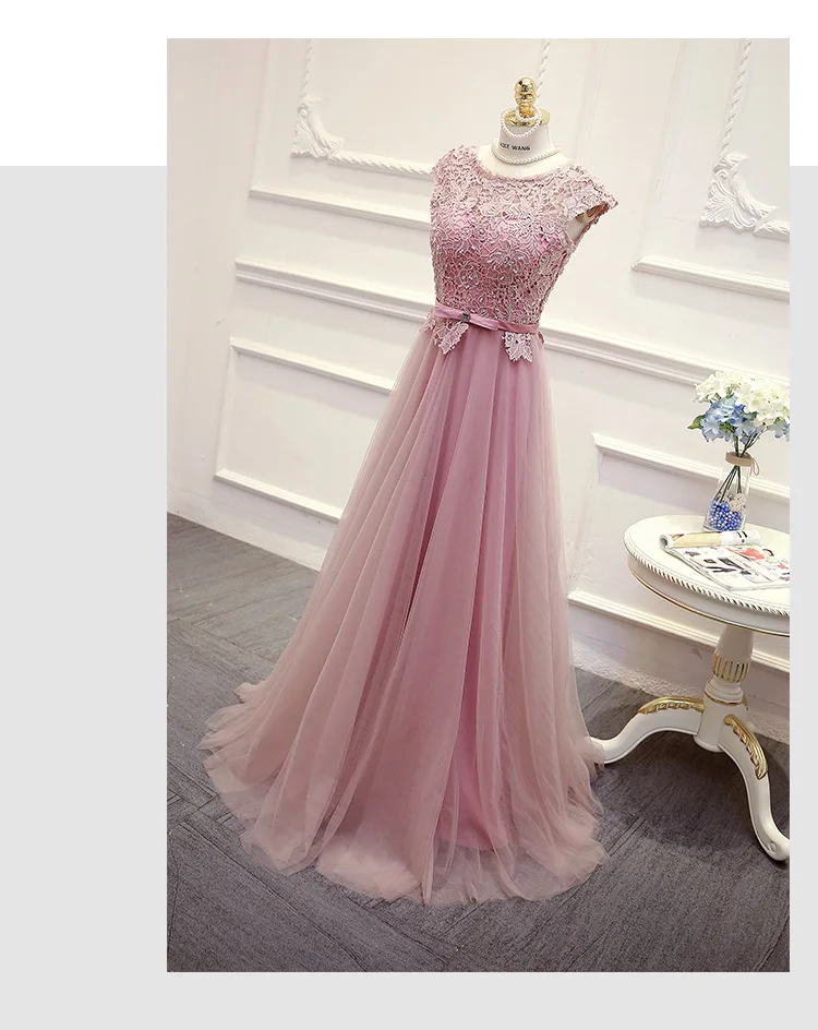 SSYFashion Розового Кружева Вечернее Платье Невесты Банкетный Элегантный длиной до