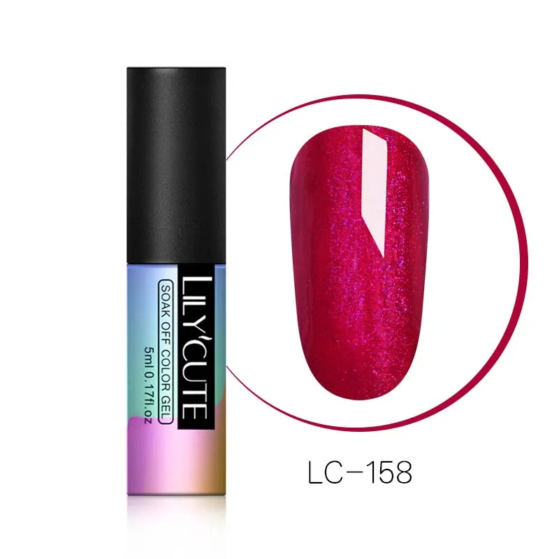 LC-158 LILYCUTE розовый УФ-гель для ногтей чистый цвет ногтей покрытие замочить от УФ светодиодный DIY Дизайн ногтей гель лак красный Маникюр 5 мл - Цвет: LC-158