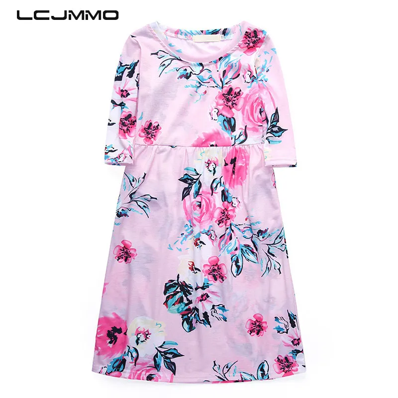 LCJJMMO Girls Long Sleeve Dress 2018 Autumn Floral Kids Princess For Party Dresses Cotton Children Clothes 80-140cm | Детская одежда и