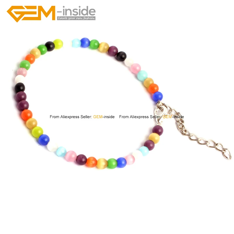 Веревочные браслеты красочные кошачий глаз Стеклянные бусины браслет модные