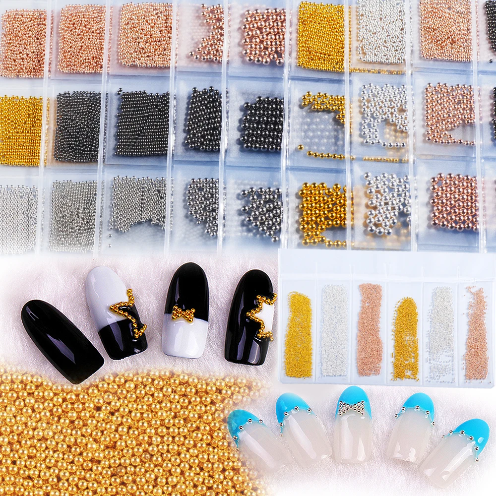 1 пакет мини маленькие бусины смешанных размеров Икра для ногтей золотисто-серые нержавеющие бусины 3D дизайн ногтей гвоздики со стразами стальное металлическое украшение