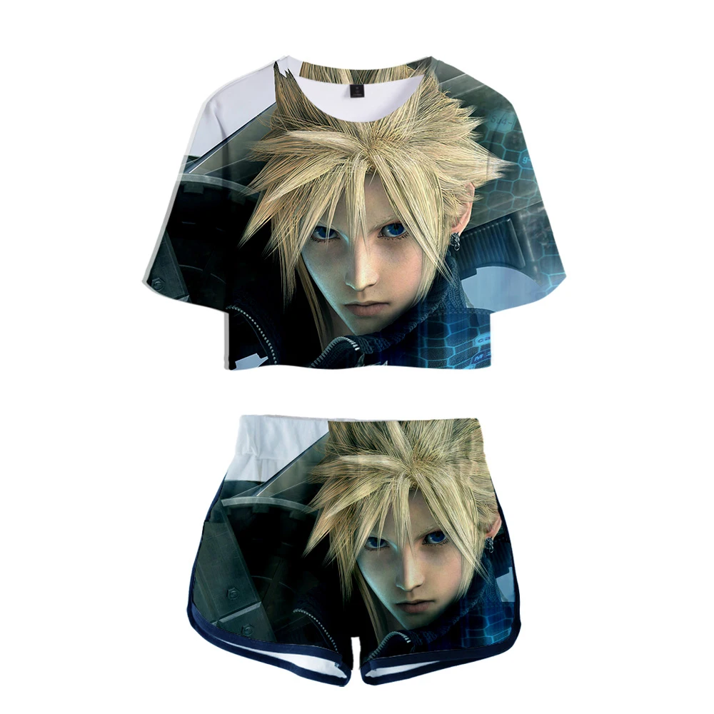 Final Fantasy Printed Женский комплект из двух предметов новая игра большой пупок короткий