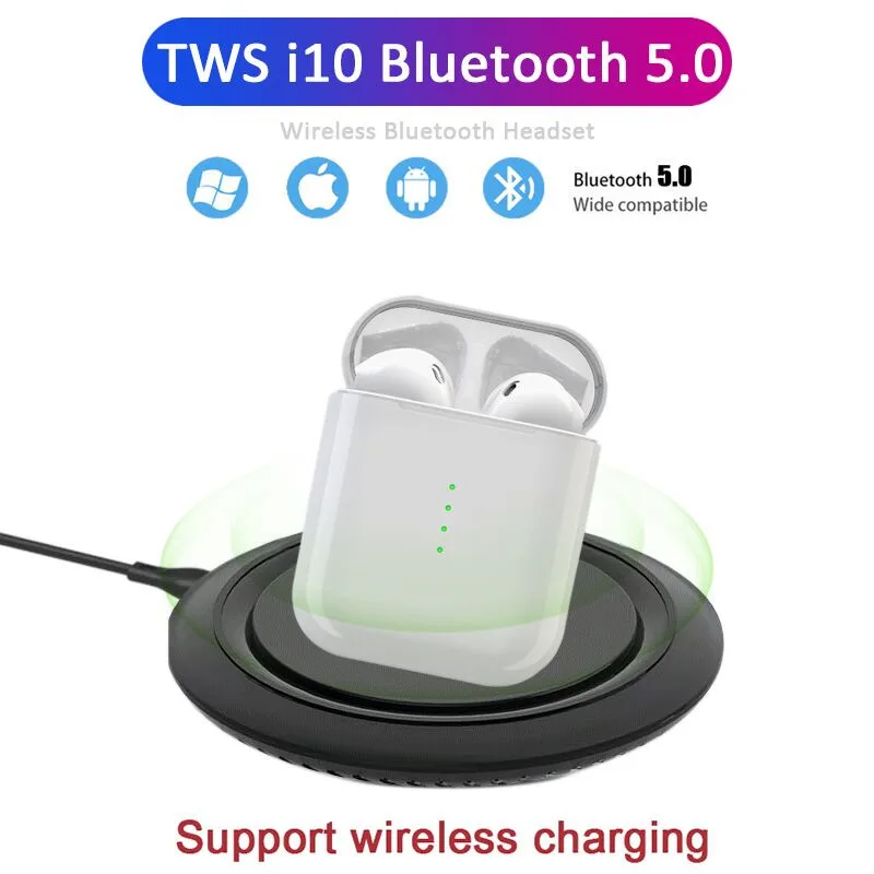 Новая i10 tws bluetooth гарнитура type c jack поддерживает беспроводную зарядку с сенсорной