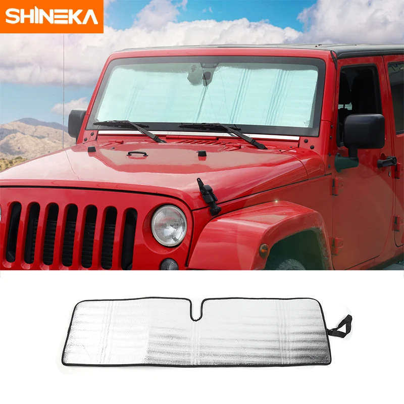 

SHINEKA Car Front Window Anti UV Rays Protector Sun Shield Windshield Sunshade Cover Accessories Fit For Jeep Wrangler 2007-2017