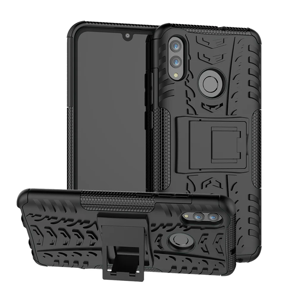 For Huawei P Smart 2019/Honor 10 Lite Case Dual Layer Tire Pattern Armor Anti Drop Back Stand Cover 2019 | Мобильные телефоны и