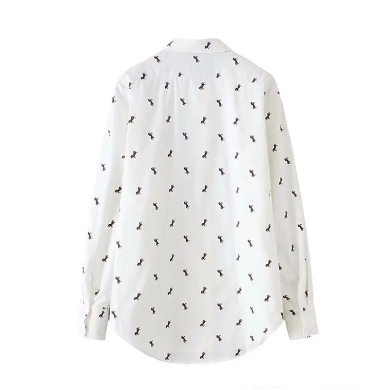 Wonder 2018 new autumn vintage animal pattern printing casual blouse ladies long sleeve basic femininas blusas business tops | Женская