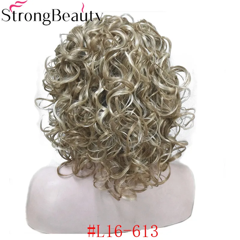 StrongBeauty Короткие вьющиеся синтетические парики с повязкой на голову женские черные/красные/светлые/коричневые парики 3/4 половина парик для женщин - Цвет: L16-613