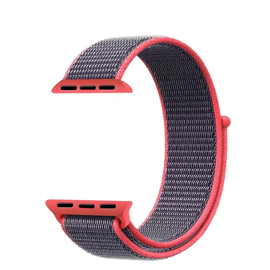 Electric Pink Обновленная Спортивная петля для apple watch серии 5 4 3 2 1 ремешок для iwatch 44 мм 40 мм 38 мм 42 мм двухслойный тканый нейлоновый Воздухопроницаемый - Цвет ремешка: Electric Pink