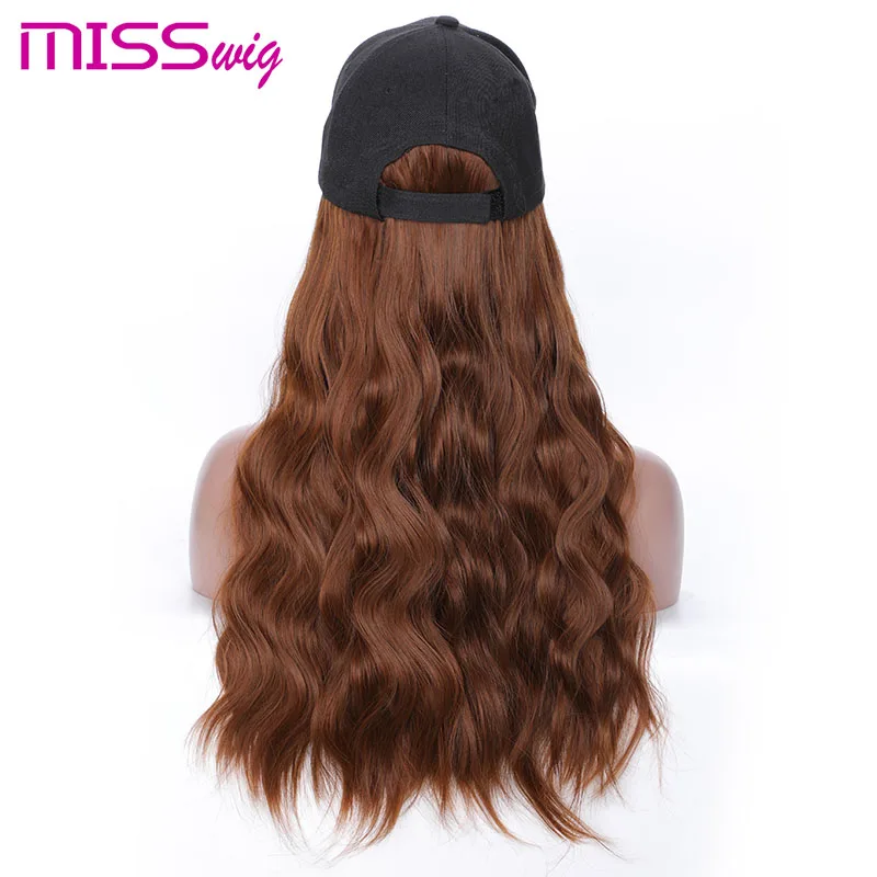 Длинный волнистый синтетический волос MISS WIG 24 дюйма с головной убор горячий стиль