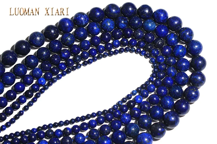 Натуральный Камень круглые бусины Свободные Lapis Lazuli для самостоятельного изготовления ювелирных изделий браслет Цепочки и ожерелья 4/6/8/10/12 мм 15''