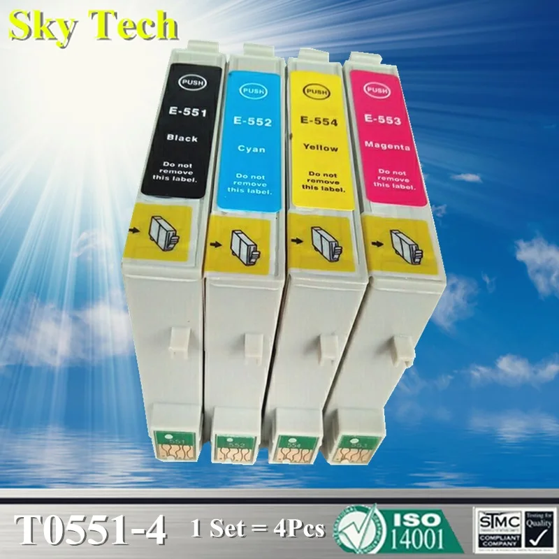 Совместимые чернильные картриджи для T0551-T0554 Epson Stylus Photo RX420 / RX425 RX520 R240 R245 и т. Д. |