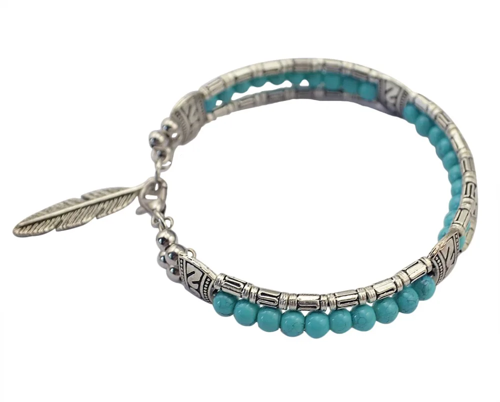 Модный винтажный резной браслет в стиле бохо с цветами зелеными камнями цветными