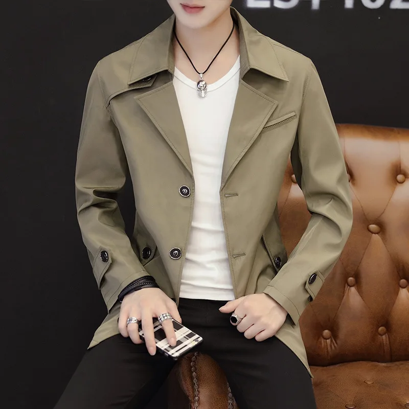 Uwback Для мужчин Тренч пальто 2017 брендовая Осенняя футболка с воротником стойкой