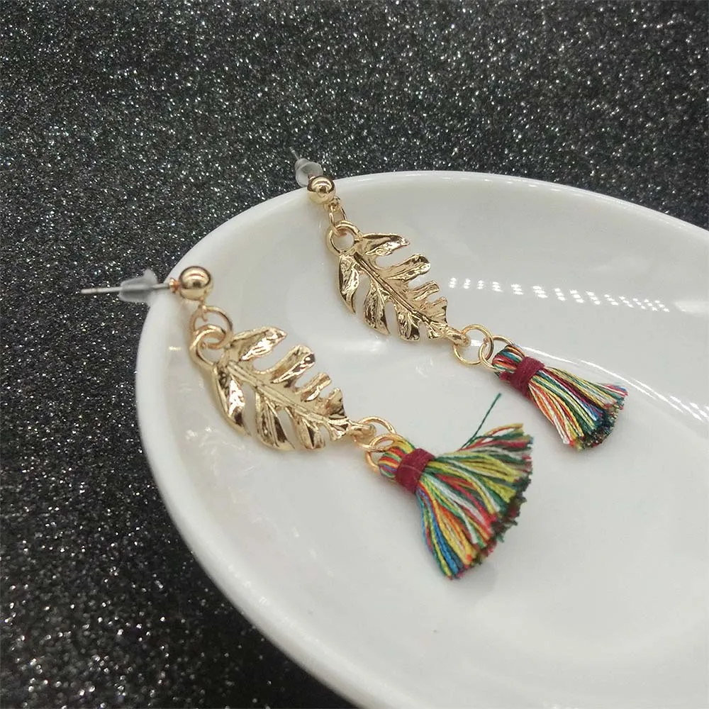 1 пара модные женские серьги с кисточками в виде листьев Ретро стиль длинные