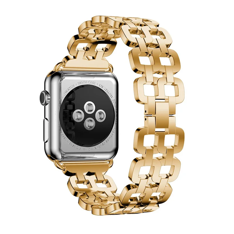 gold Хохлатый ремешок из нержавеющей стали для Apple Watch, 4 ремешка, 44 мм, 40 мм, correa iwatch, серия 4/3/2/1, 42 мм/38 мм, браслет на запястье - Цвет ремешка: gold