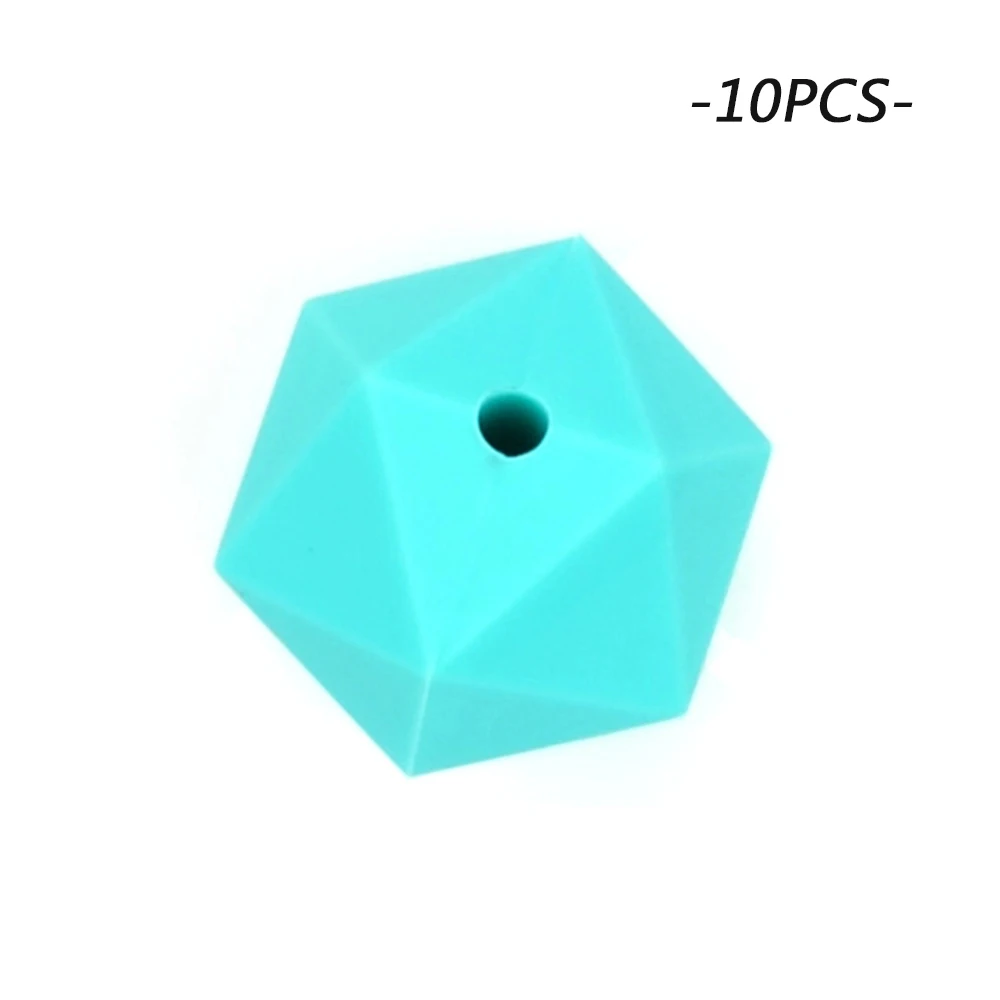 turquoise LOFCA 10 шт./лот силиконовые икосаэдрон бусины Детские Прорезыватели BPA бесплатно детская игрушка из мультика жевательные бусины силиконовые DIY ожерелье ювелирные изделия - Цвет: turquoise