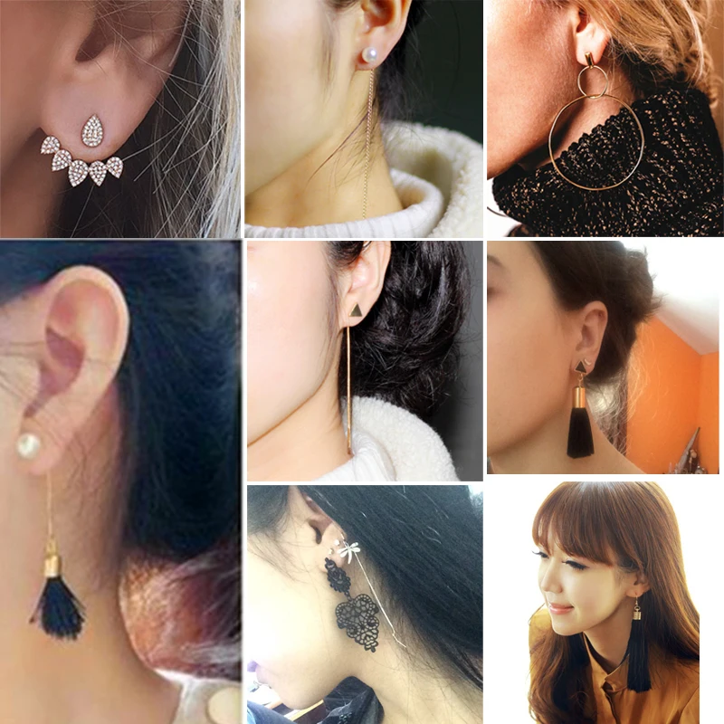 Черные длинные серьги большие модные лучший подарок | Украшения и аксессуары