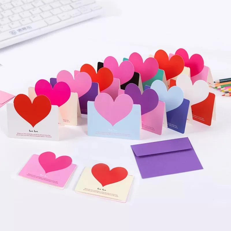 6 шт. Мини DIY карты сердца Простые творческие поздравительные открытки Свадебные