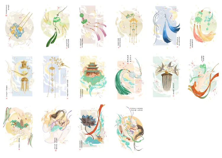 28 Sheets/Set Ancient Mythology Luo Shen Fu Lomo Card Cartoon Mini Postcard Message Card Christmas Gifts