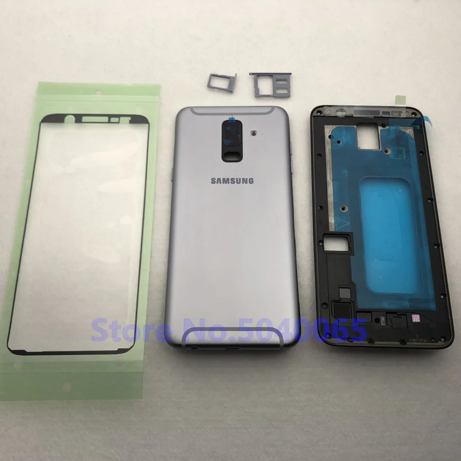 Задняя крышка батареи с кнопкой для samsung Galaxy A6 Plus A605 A600 A600F A605 A605 задняя дверь полный корпус A6 наклейка