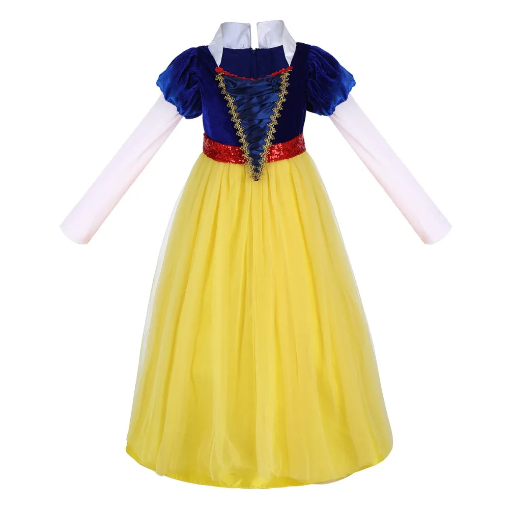 2019 Fashion Snow White Cosplay Costume Princess Dress for Theme Party Child Kids Pleated Tulle Long Dresses Girls | Детская одежда и