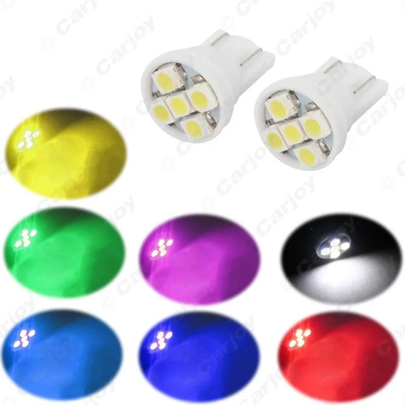 

LEEWA 100pcs Car Auto T10 W5W 194 168 1206 5 SMD Wedge LED light Bulbs DC12V 7-Color White,red,blue,green,yellow,pink,ice blue
