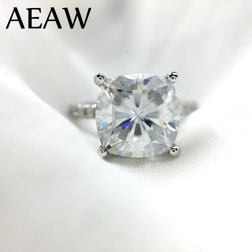 

2.5 Carat ct 8mm Cushion Cut Engagement&Wedding Moissanite Diamond Ring Double Halo Ring Genuine 14K 585 White Gold