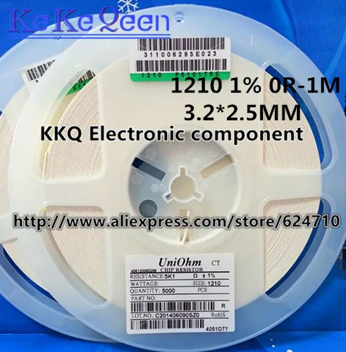 100 шт. SMD 1210 1% F 3225 3 2*2 5 1/3W 0R 1R 1.1R 1R1 1.2R 1R2 1.3R 1R3 1.5R 1R5 1.6R 1R6 1.8R 1R8 2R 2.2R 2R2 2.4R 2R4 2.7R