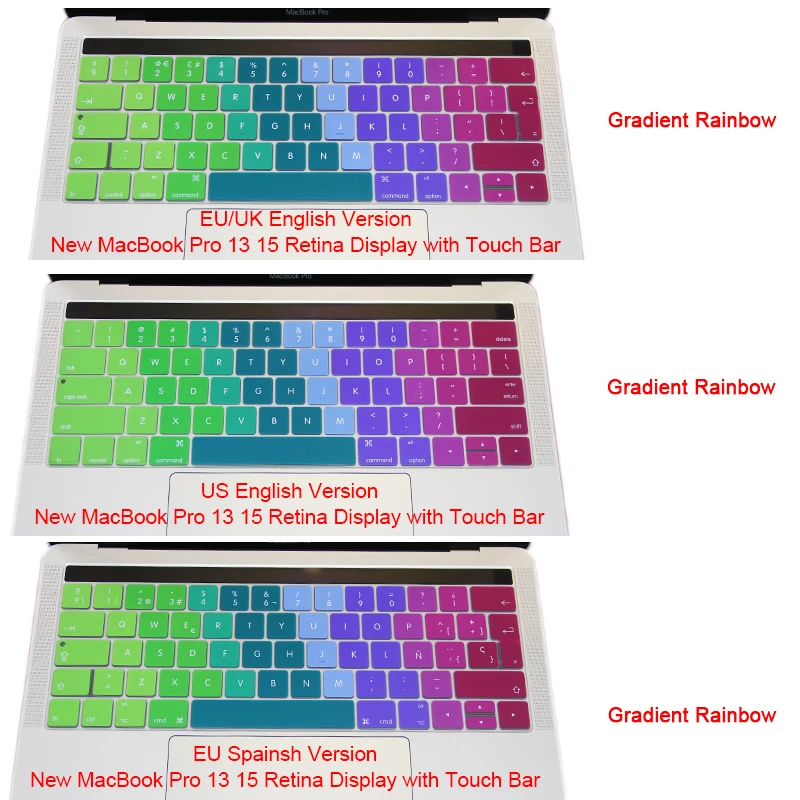Новинка Градиент Радуга крышка клавиатуры Наклейки Protector кожи для MacBook Pro 1" a1706 15" A1707 Retina с сенсорным крючок и ID