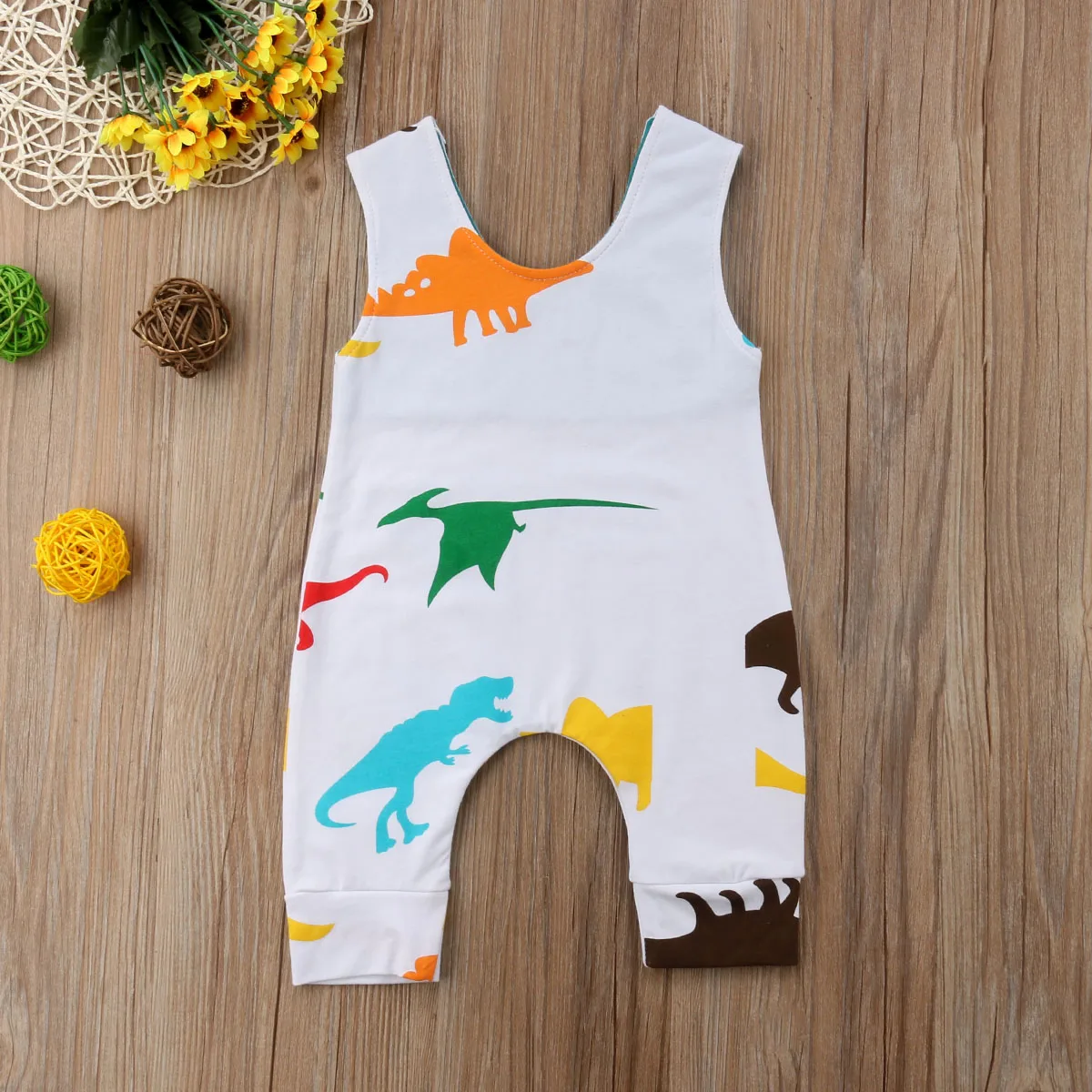 

Newborn Toddler Baby Boy Girl Summer Sleeveless Dinosaur Romper Jumpsuit Infant Boys Girls Clothing