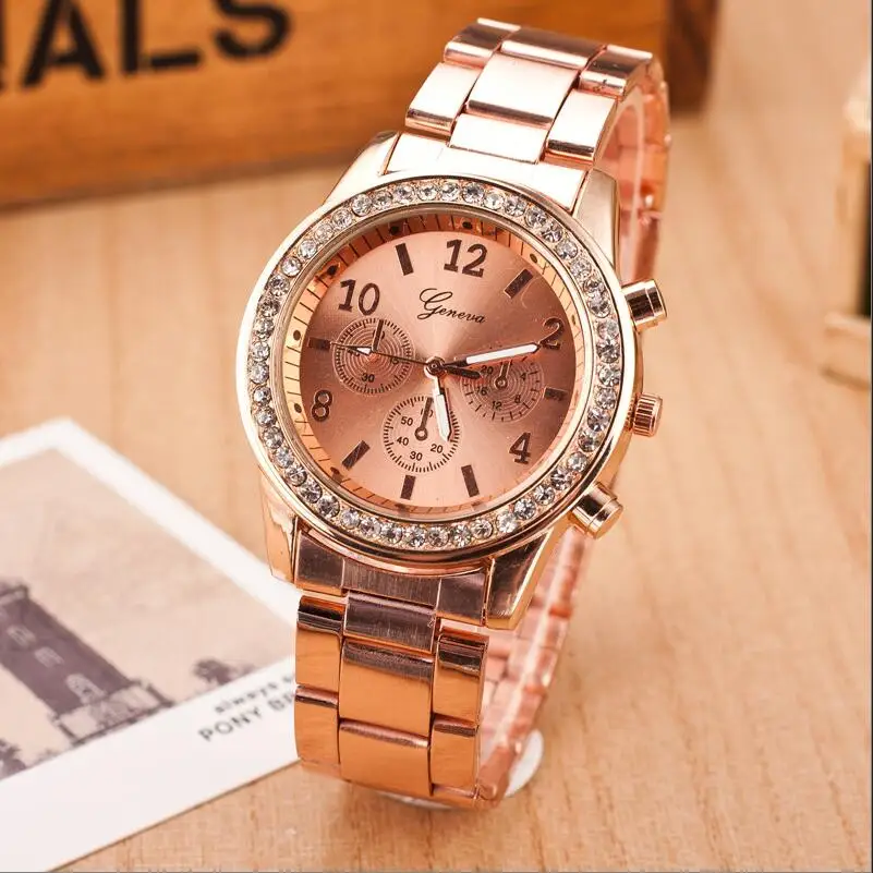 

Women Watches 2023 Top Rosy Gold Crystal Quartz Watch Women Full Stainless Steel Watches Relogio Feminino Ladies Wrist Watch Hot