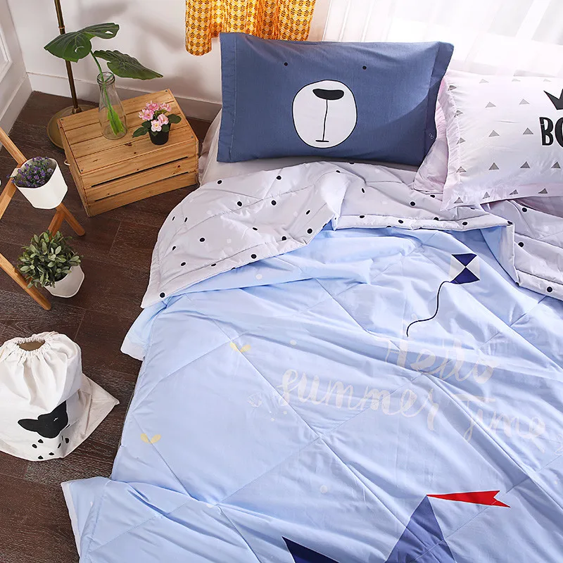 Blue Boat Cartoon Pattern Blanket Comforter Bed Cover Quilting Summer Quilt Home Textiles Suitable For Children Kids Men Adult | Дом и сад