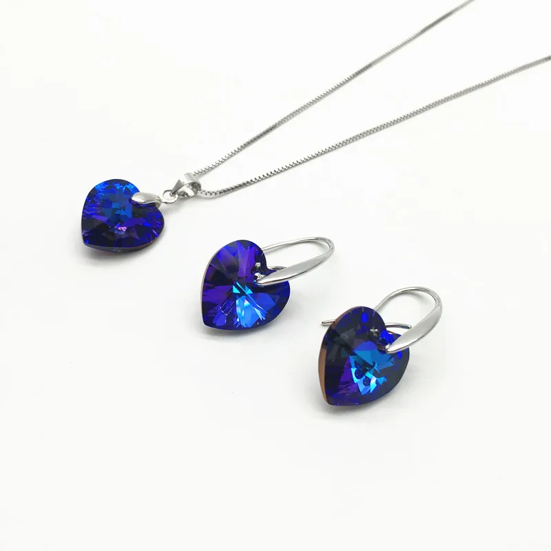 without box MS Betti Кристалл от Swarovski океан голубое сердце свадебный набор украшений для женщин сезон Мода Свадебные ювелирные изделия - Окраска металла: without box