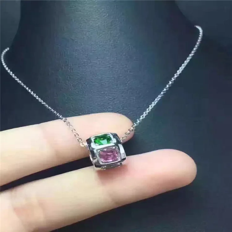 

KJJEAXCMY boutique jewels Tourmaline pendant + necklace natural s925 sterling silver inlaid with colored gemstone necklace.