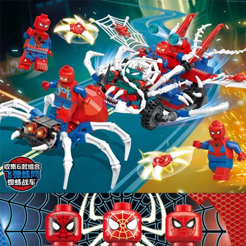 Новый Marvel супер 6 в 1 Герои Человек-паук мех строительные блоки игрушки для детей