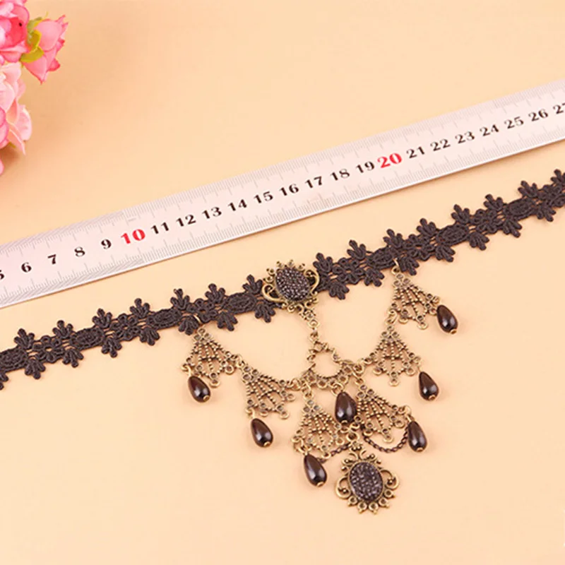 12 шт./лот черный кружевной Шарм ожерелье для подружек невесты Ювелирное