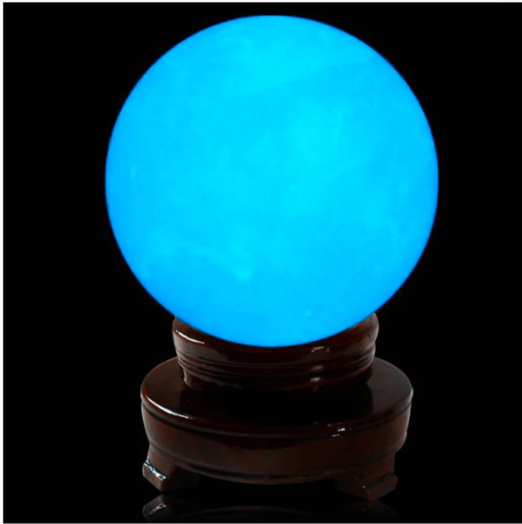 60 мм голубое свечение кальцит светится в темноте камень шар целебная Сфера|glow in
