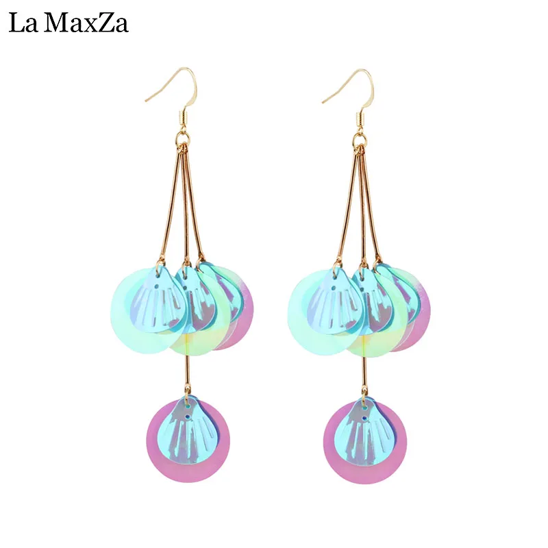 

Простые геометрические серьги в виде ракушек, женские прозрачные длинные круглые акриловые Висячие серьги для женщин, бижутерия