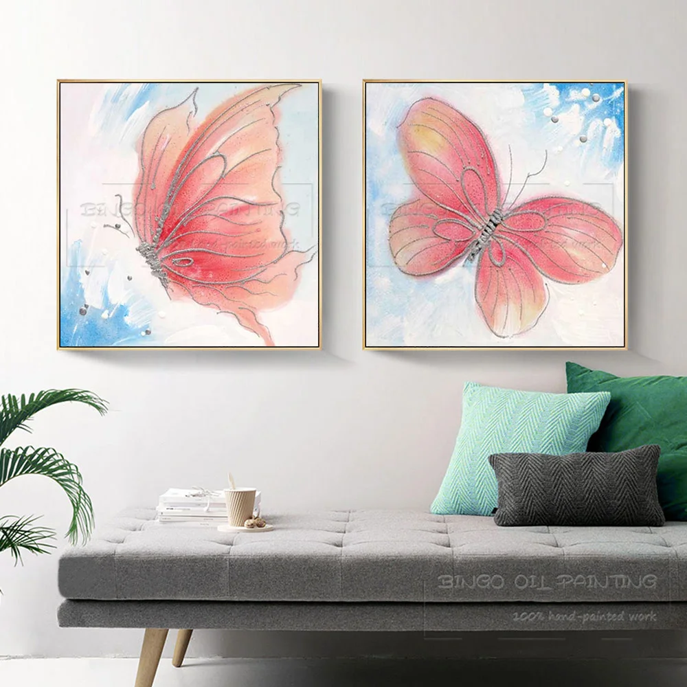 Картина маслом BLUE ART Розовая бабочка