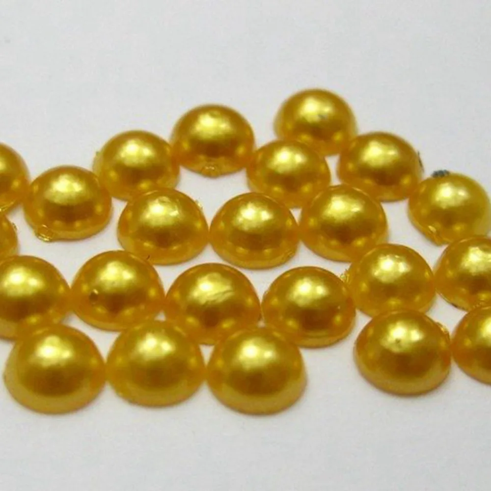 

2000 Gold Half Pearl Gems Flatback Bead 3mm Nail Art Tips +Storage Box