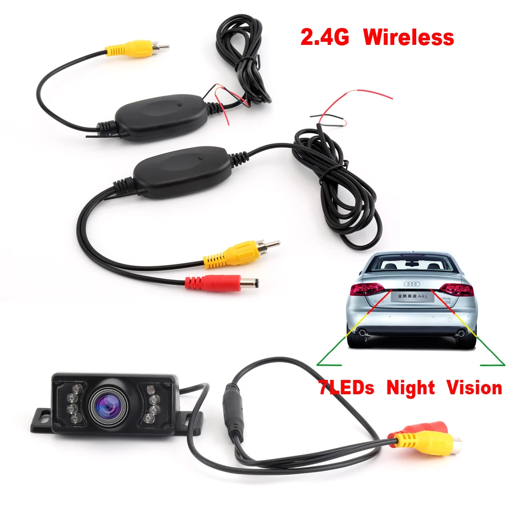 Wireless Waterproof HD Reverse Backup 7 Led Car Rear View Camera+ 5 inch LCD Display Rear View Monitor Car Monitor