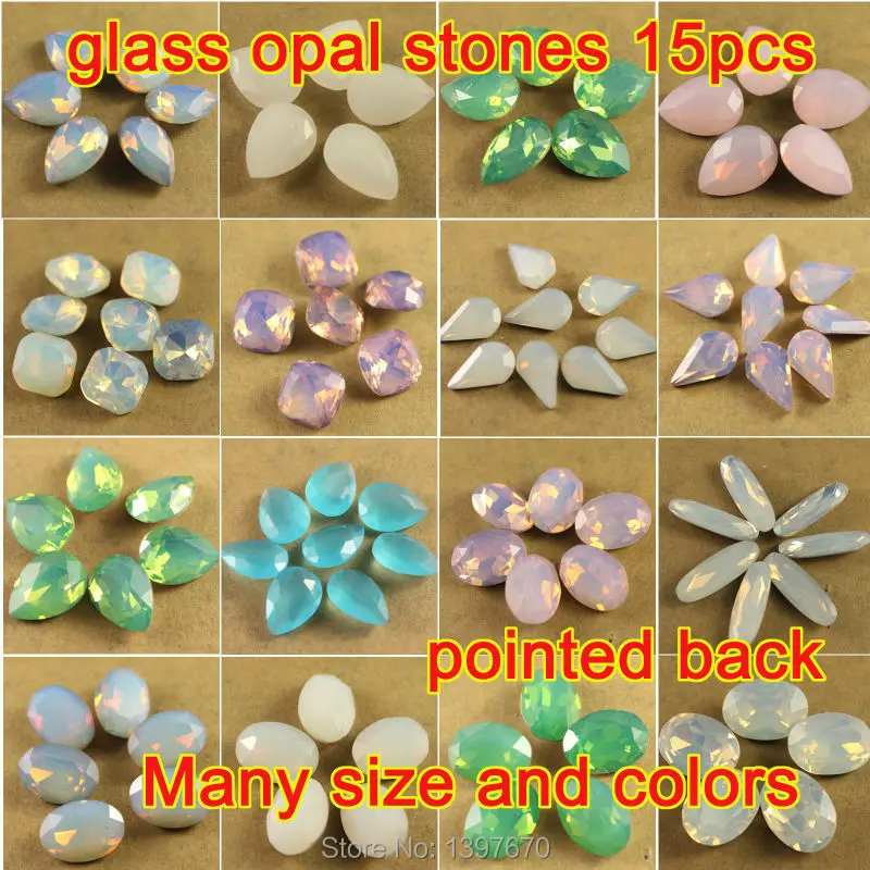 15 шт. овальная слезинка квадратный белый опал розовый Зеленый Опал заостренные