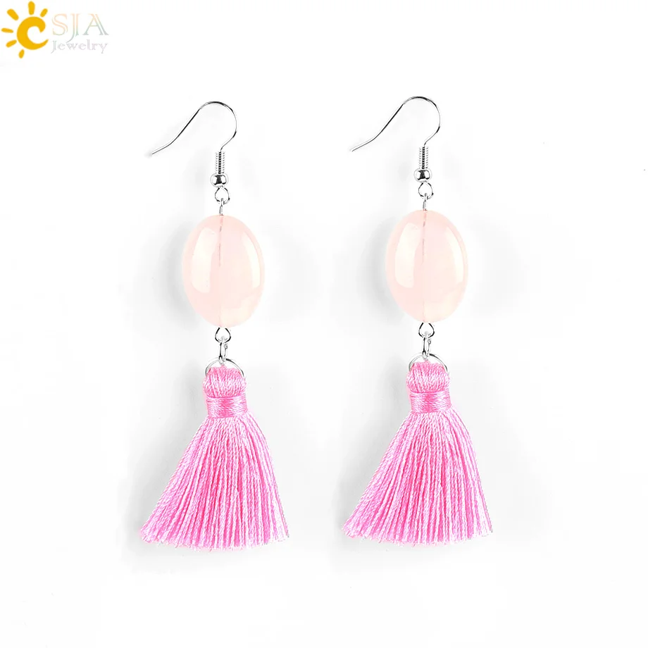 CSJA новые зеленые бахромы кисточки Китайские ветер этнические длинные серьги для