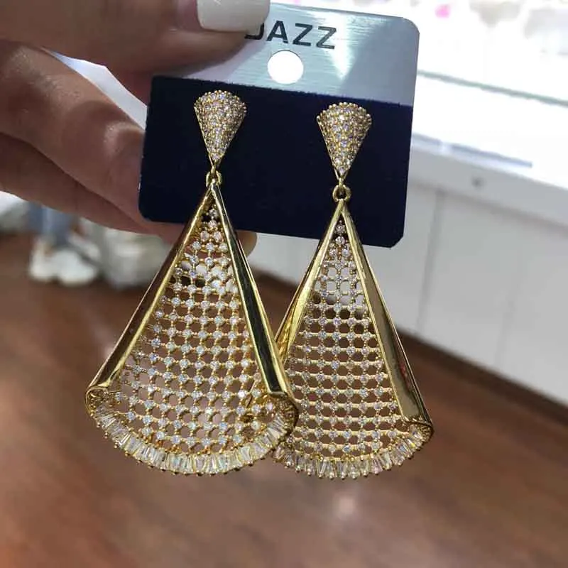 Dazz роскошные свадебные серьги-подвески большого размера золотого цвета в