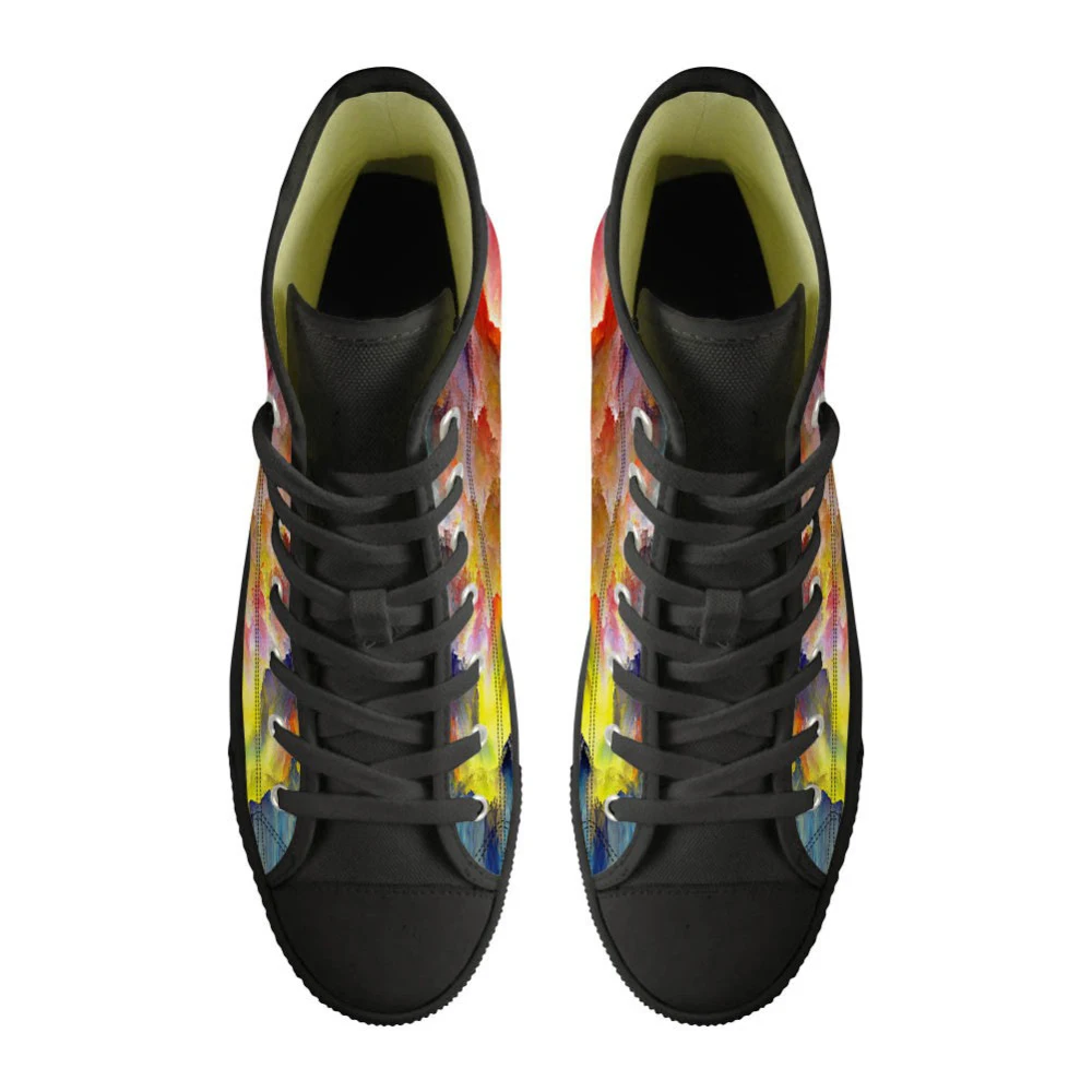 WHEREISART/Модная женская обувь на плоской подошве с высоким берцем и принтом