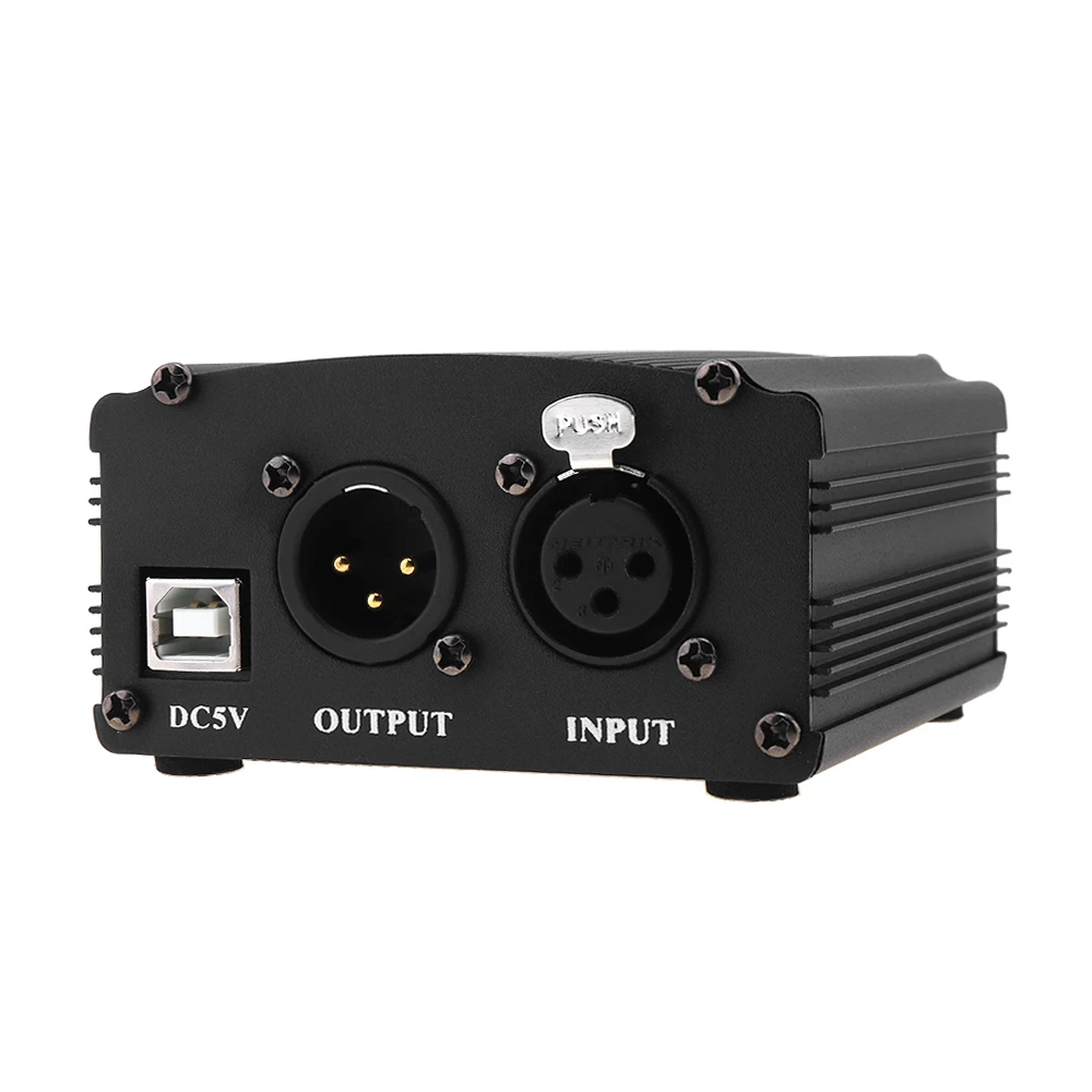 USB 48В 1 канальный фантомный источник питания с одним XLR аудио кабелем для