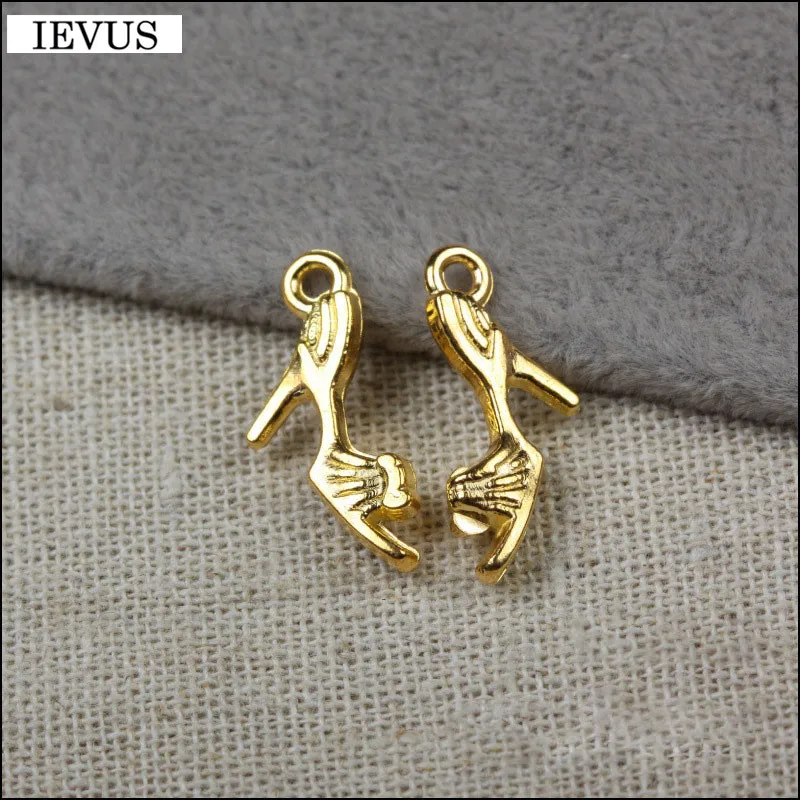 

20 Pieces/Lot 20mm*9mm shiny gold color 3D high-heeled shoes charm diy shoes for women charm For Jewelry Making 1374
