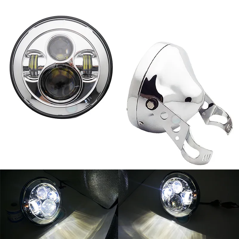 40W chrome set B 7 дюймов 60 Вт точка SAE E9 мотоцикл фары с углом глаз светодиодные фары 7 дюймов корпус ведро отделка кольцо - Цвет: 40W chrome set B