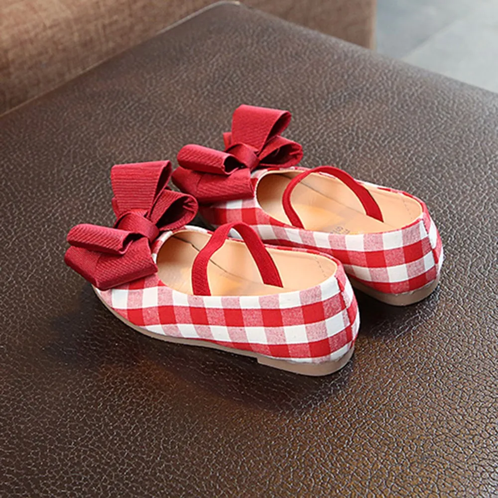 2019 г. Летняя элегантная клетчатая обувь для девочек с галстуком-бабочкой